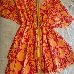 BRAND NEW Chic mini/midi dress.  Modern style pink and orange